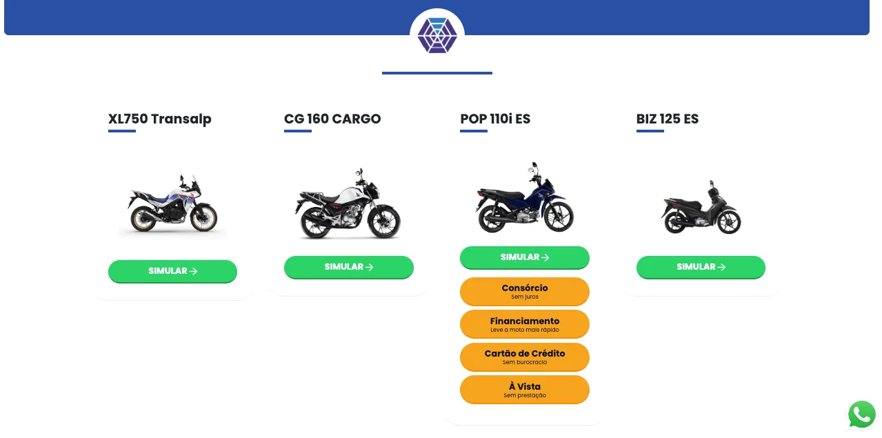 Vitrine de motos com simulação rápida